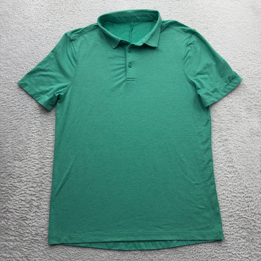 Lululemon Evolution Polo Shirt Mens Heathered Green Short Sleeve Golf Top S